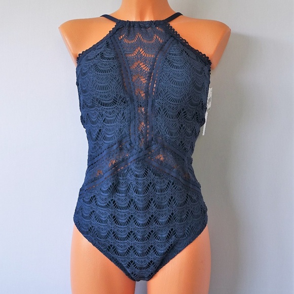 BECCA Other - Becca One Piece High Neck Crochet Swimsuit NWT